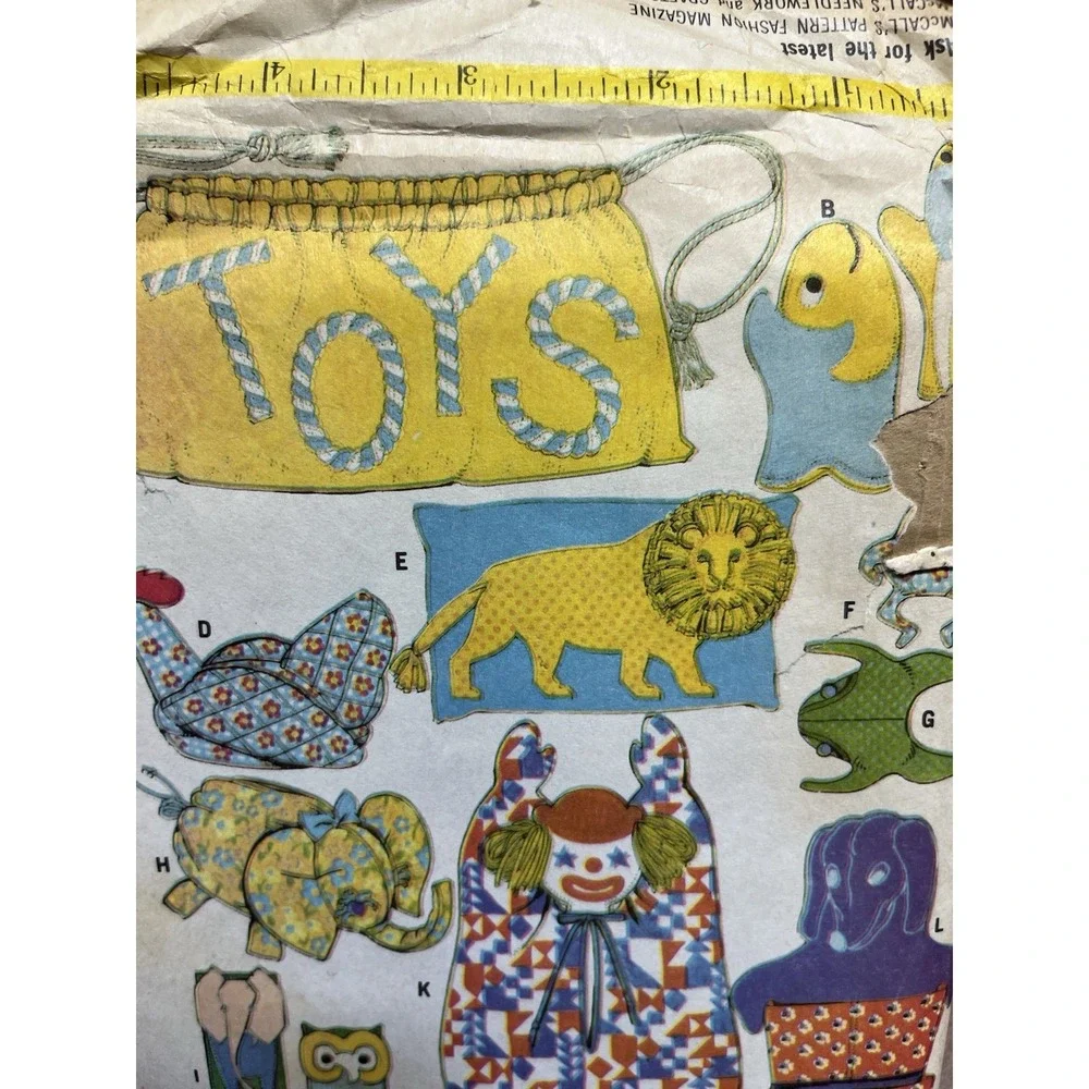 McCalls 8895 Pattern Tote Bags Toys Plush Animals Storage Bins